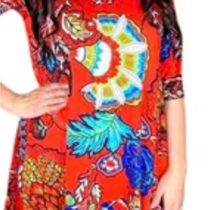 Vibrant Red Floral Mini Dress